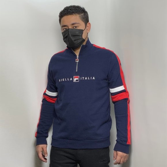 Men's Fila NavyRedWhite Romolo 1/2 Zip Sweatshirt